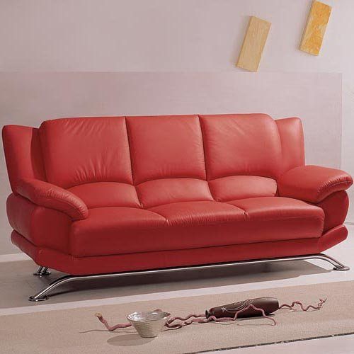 modern red leather sofa