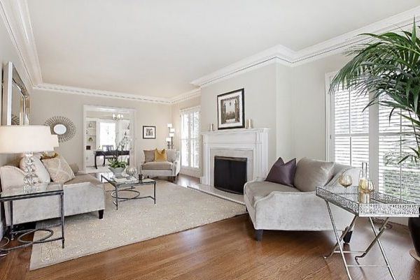 living room with fire place