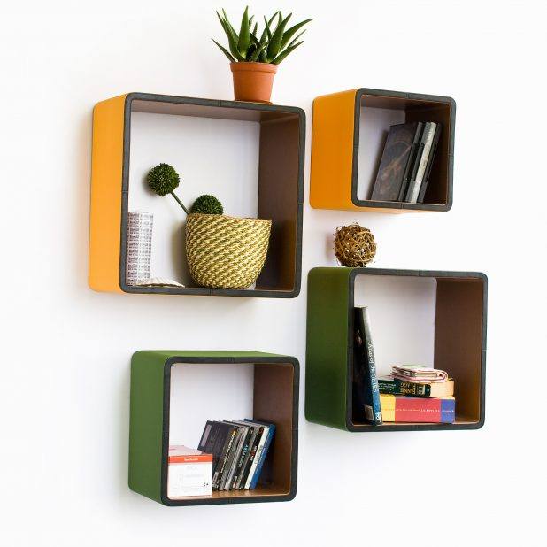 cool colorful box shaped shelves