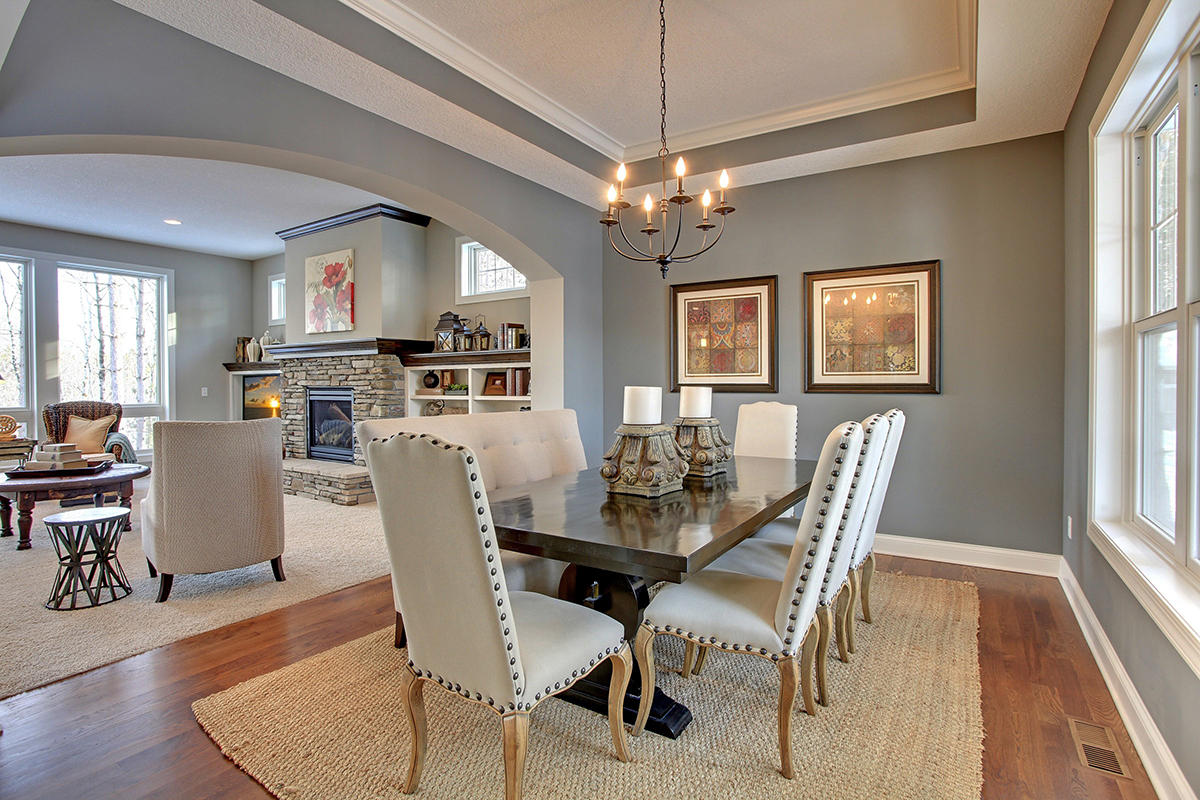 dining room with coffered ceiling