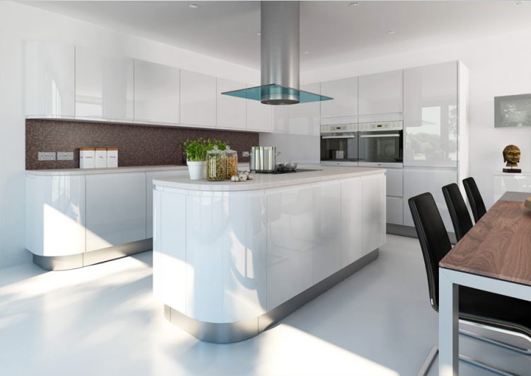 modern high gloss kitchen with island