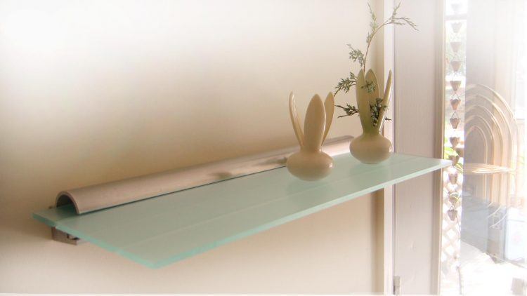 frosted glass floating shelf