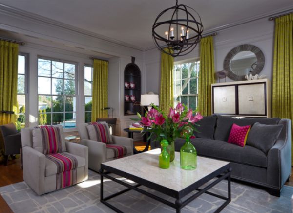 living space with pink accents