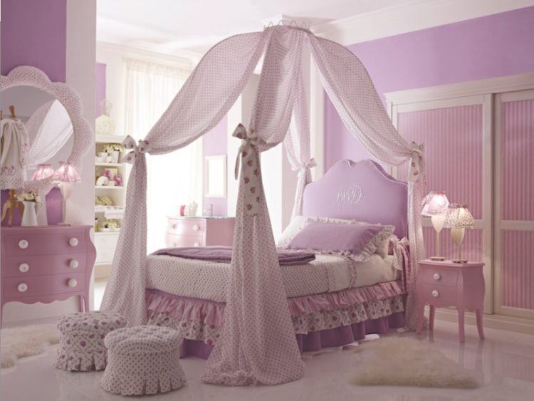 princess bedroom with purple paint