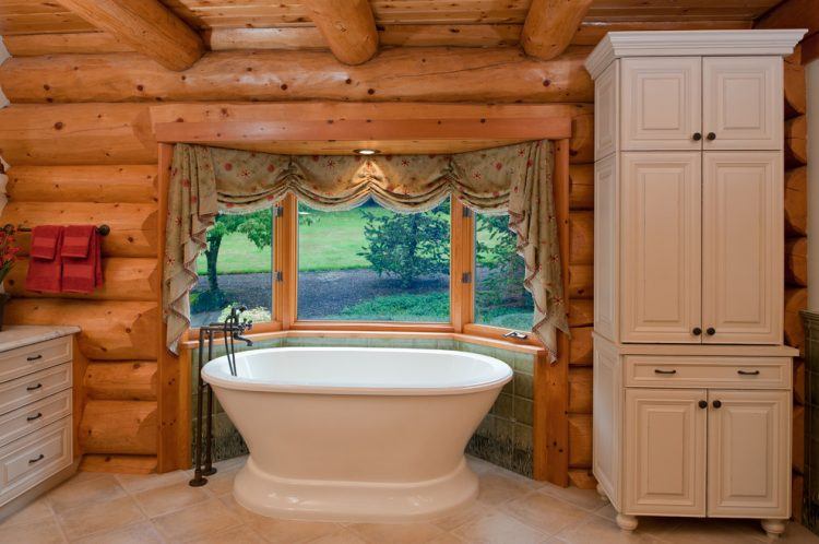 rustic log cabin bathroom