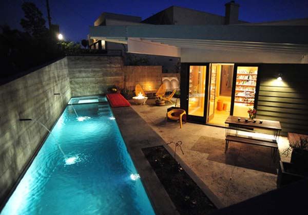 small backyard with rectangular pool