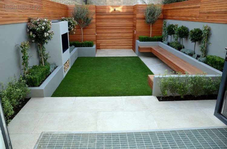 small backyard with grass area