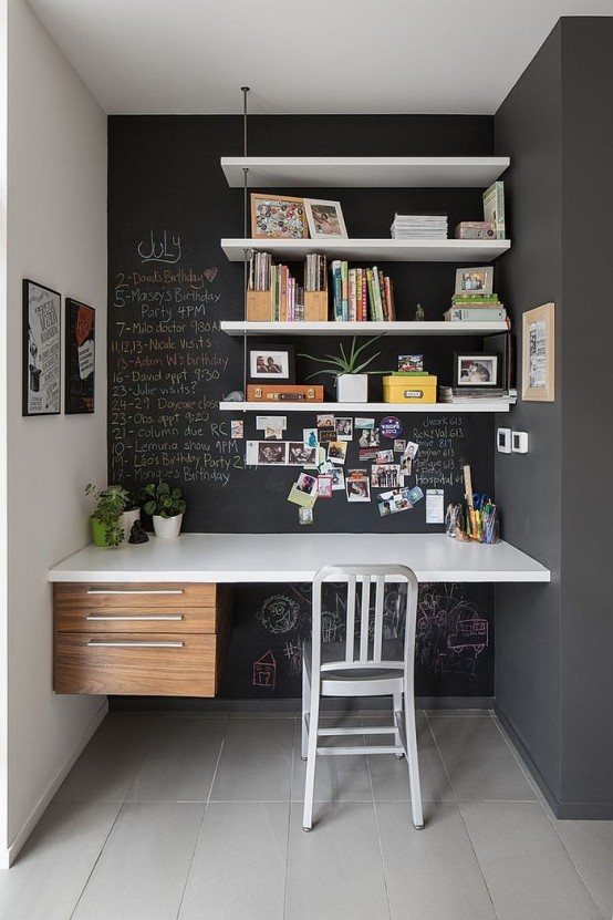 home office with smart chalkboard