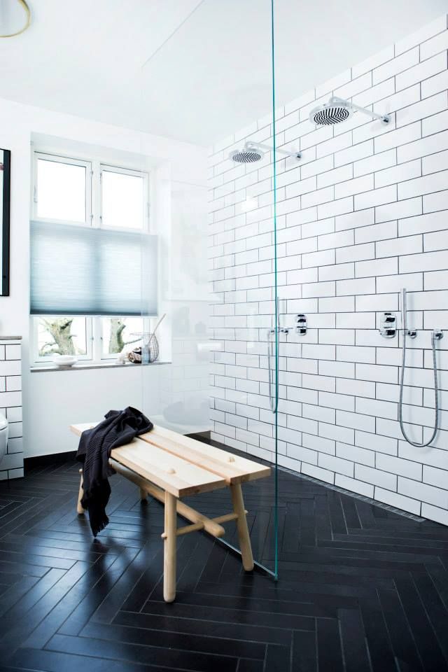 black and white bathroom tile