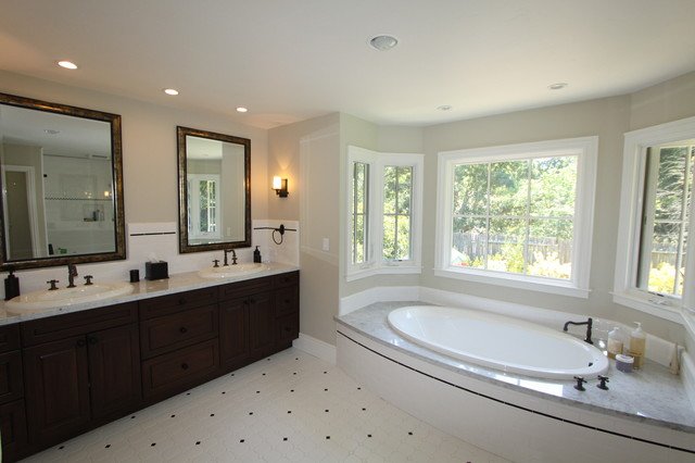 traditional bathroom with large tub