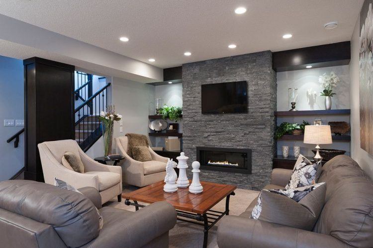 traditional basement living room