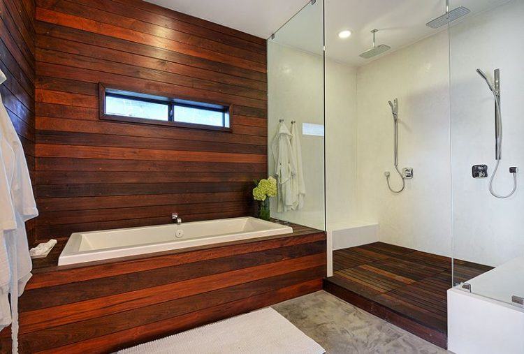 tropical bathroom with rain shower