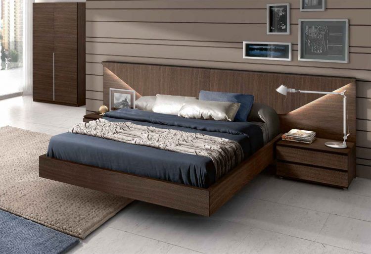 floating wooden bed