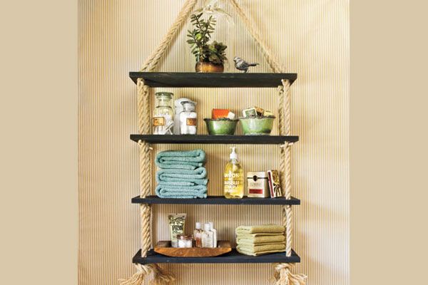 hanging shelf with ropes