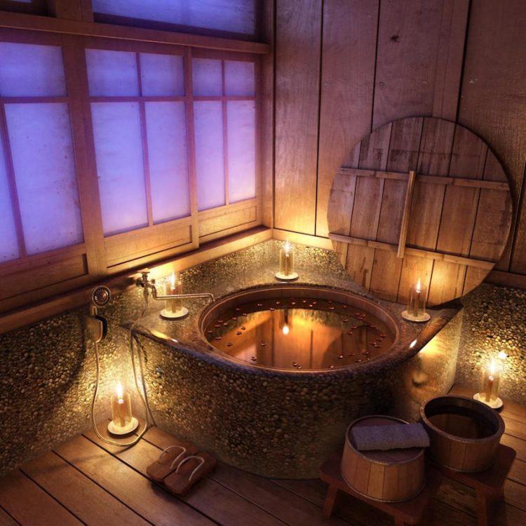 lavish bathroom with beautiful round tub