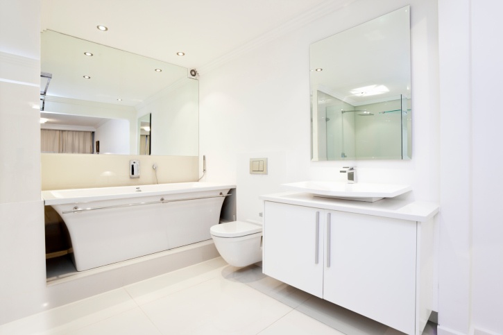 modern all white bathroom