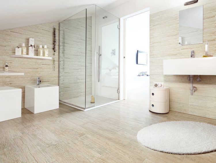 beautiful modern bathroom with glass shower