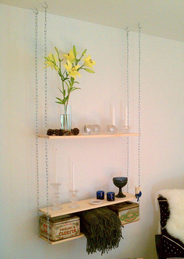 cool modern hanging shelf with two tiers