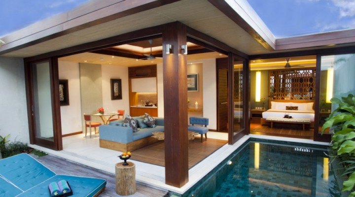 bedroom with pool villa