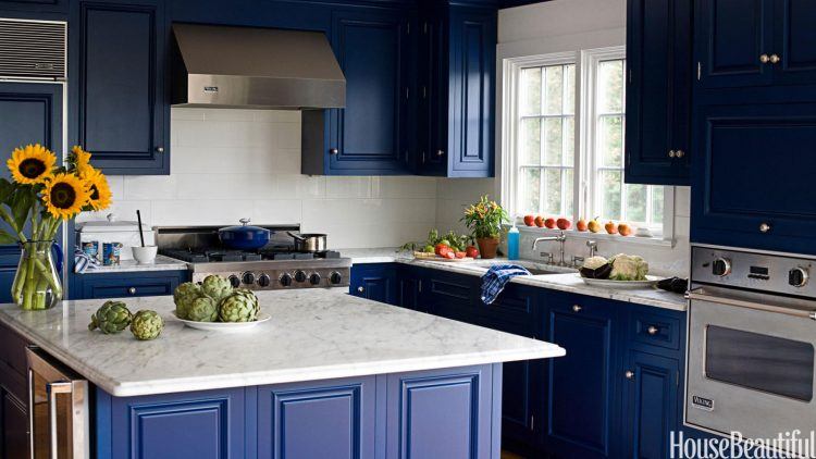 beautiful bright blue kitchen