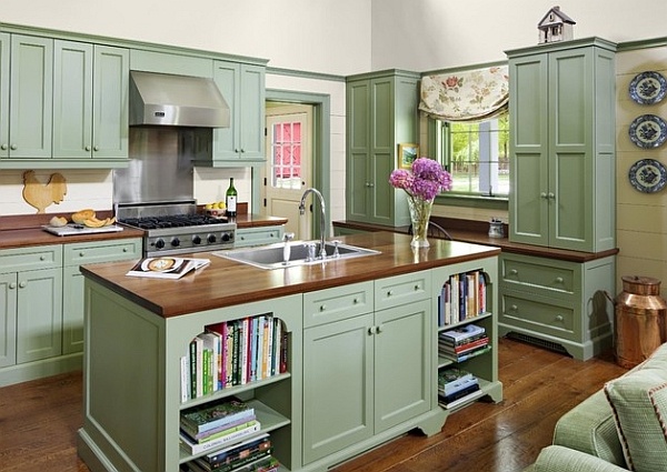 vintage kitchen with green paint