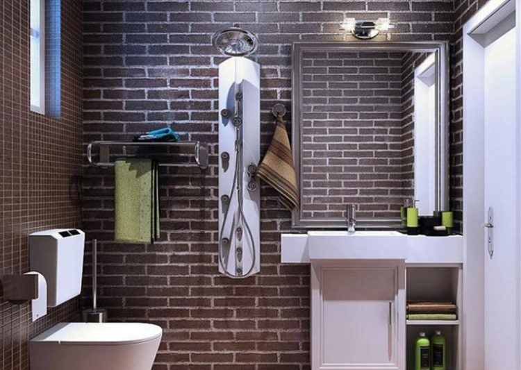 beautiful bathroom brick wall design idea