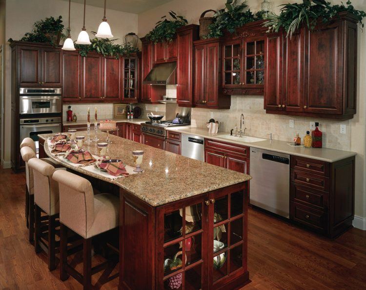 elegant mahogany cabinet kitchen design