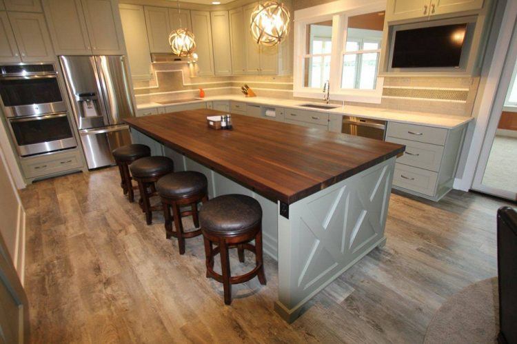 kitchen island with butcher block