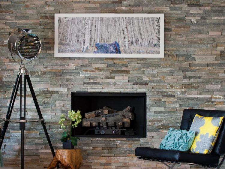 beautiful sleek brick fireplace