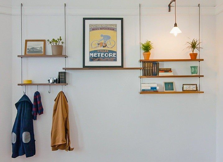 beautiful shelving hanging from ceiling