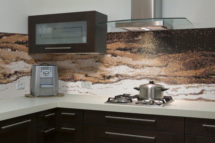 contemporary brown kitchen backsplash design