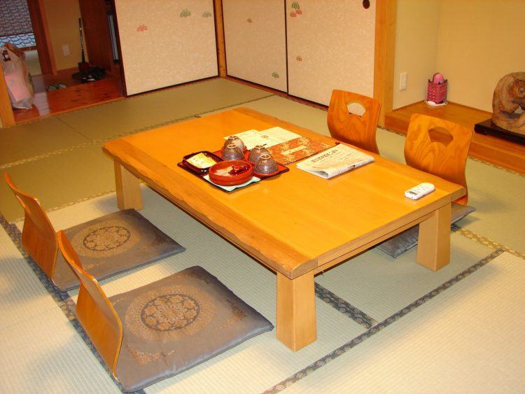 low wooden dining table