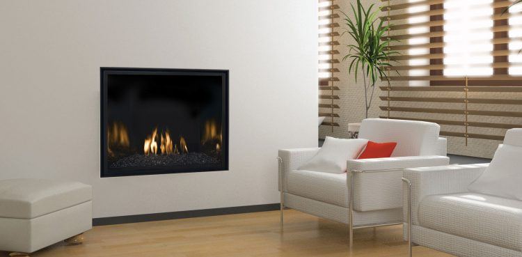 modern fireplace built into wall