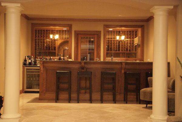 bar area with extra wine storage