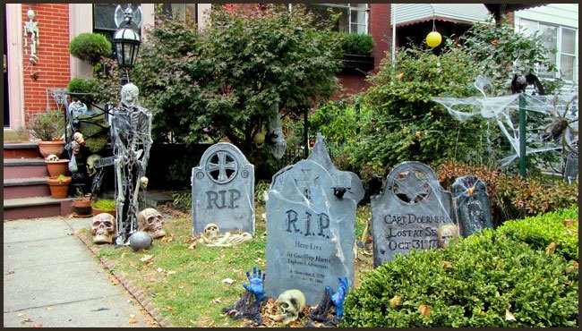 halloween yard decorations with graves