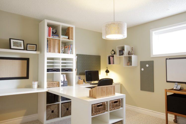 home office with cube storage