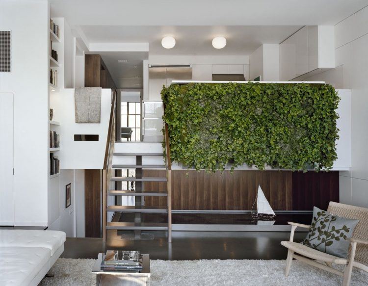 interior mezzanine with green wall