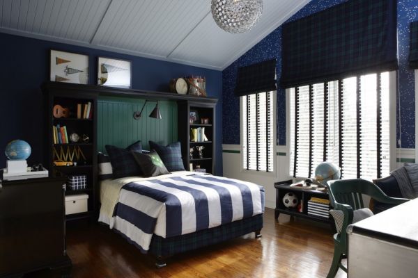 blue and white boys bedroom