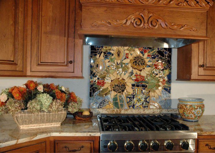 mosaic tile backsplash in kitchen