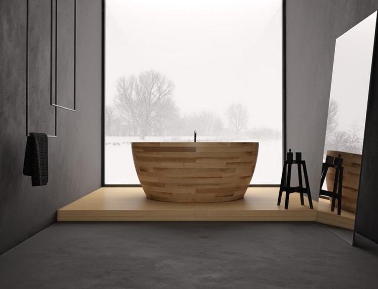 beautiful wooden round bathtub