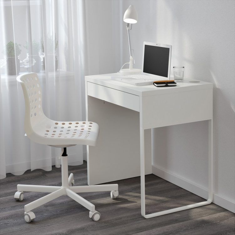 contemporary narrow white computer desk