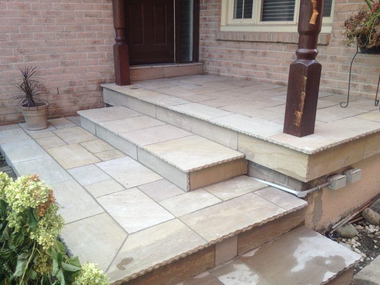 natural stone porch with landing