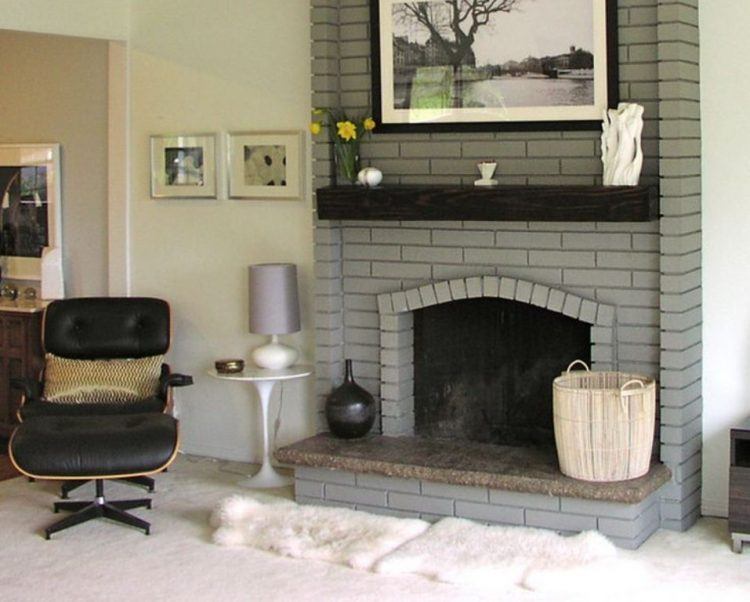 cool gray brick fireplace