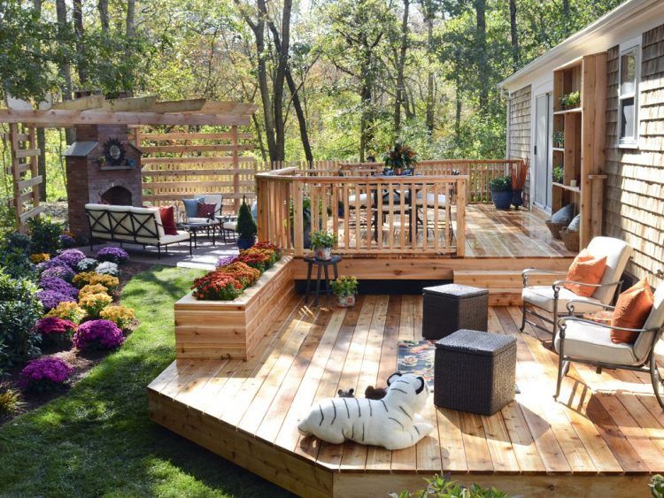 beautiful simple wooden backyard deck