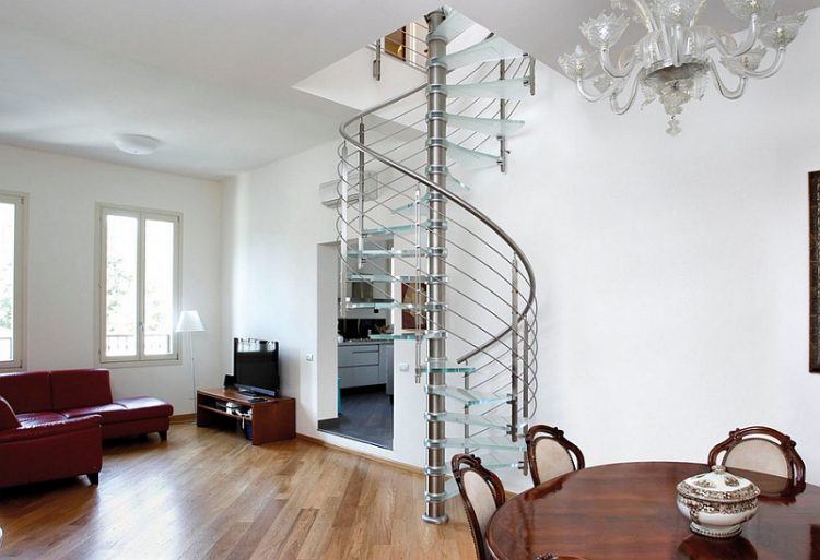 space saving glass staircase