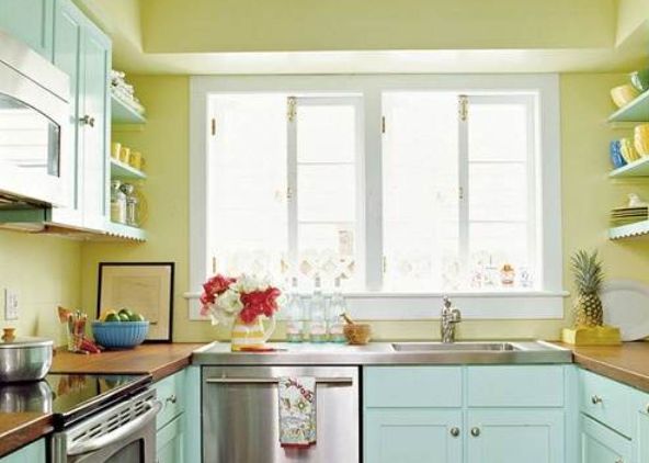 yellow-and-aqua-kitchen