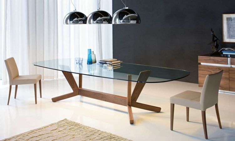 contemporary oval glass dining table