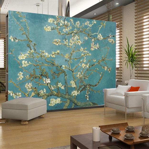 beautiful and simple living room mural