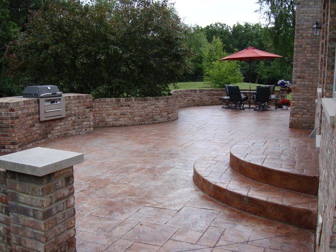 backyard stamped concrete patio