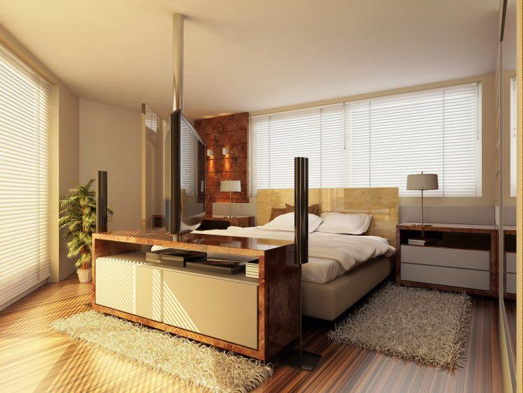 beautiful modern minimalist bedroom with brown design